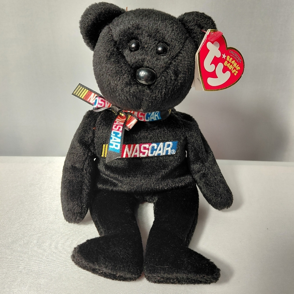 Ty Beanie Babies NASCAR Black Plush Bear